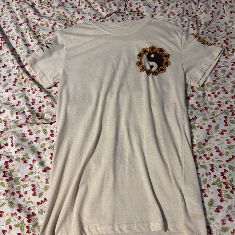 Sunflower Embroidered Cream Tee